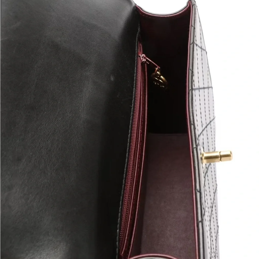 Chanel classic flap square vintage bag with cards and dust bag